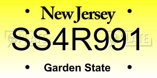 SS4R991 New Jersey License Plate