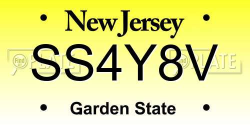SS4Y8V New Jersey License Plate