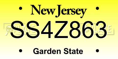 SS4Z863 New Jersey License Plate