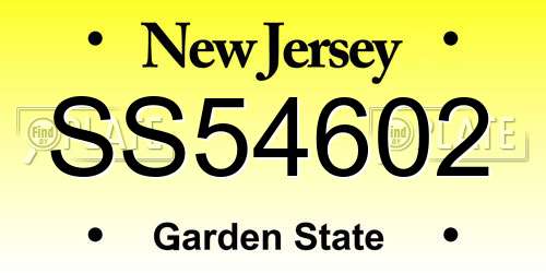 SS54602 New Jersey License Plate