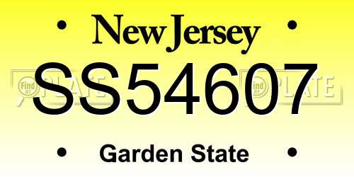 SS54607 New Jersey License Plate