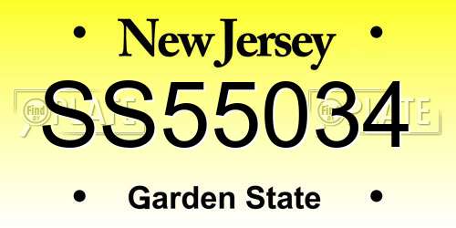 SS55034 New Jersey License Plate