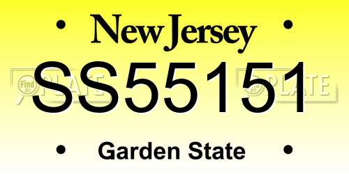 SS55151 New Jersey License Plate