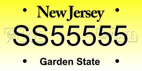 SS55555 New Jersey License Plate