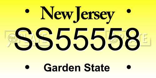 SS55558 New Jersey License Plate