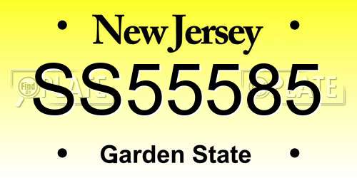 SS55585 New Jersey License Plate