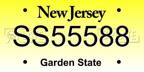 SS55588 New Jersey License Plate