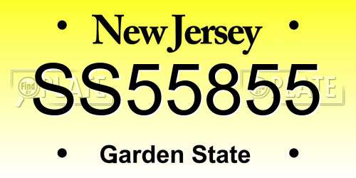 SS55855 New Jersey License Plate
