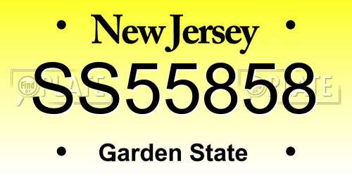 SS55858 New Jersey License Plate