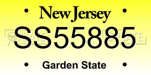 SS55885 New Jersey License Plate