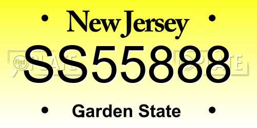 SS55888 New Jersey License Plate