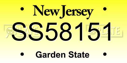 SS58151 New Jersey License Plate