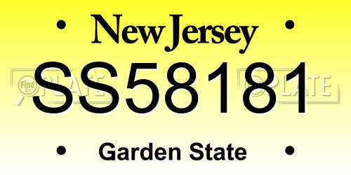 SS58181 New Jersey License Plate