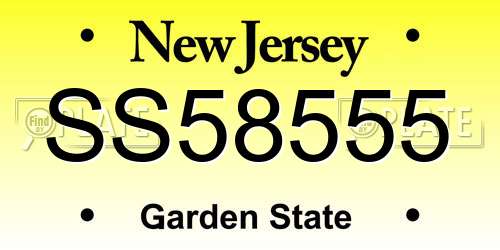 SS58555 New Jersey License Plate
