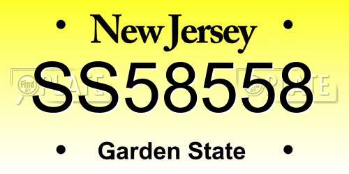SS58558 New Jersey License Plate