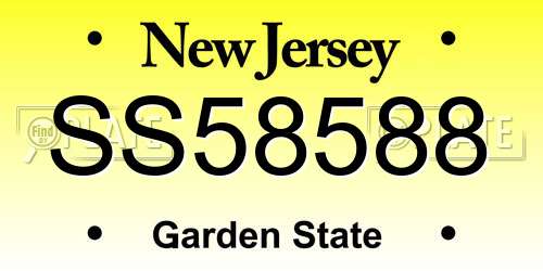 SS58588 New Jersey License Plate