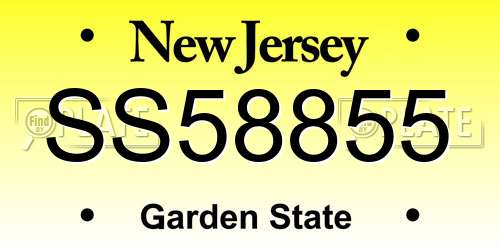 SS58855 New Jersey License Plate