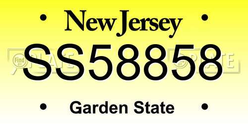 SS58858 New Jersey License Plate