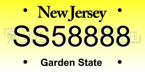 SS58888 New Jersey License Plate