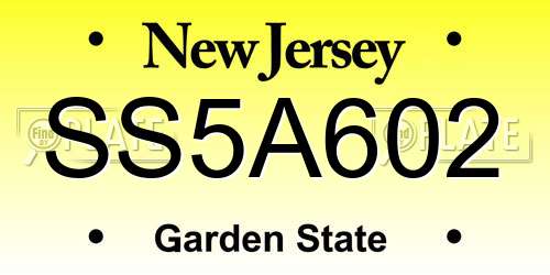 SS5A602 New Jersey License Plate