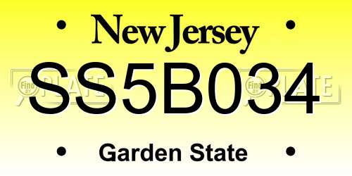 SS5B034 New Jersey License Plate