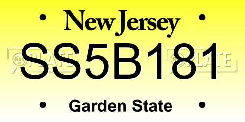 SS5B181 New Jersey License Plate