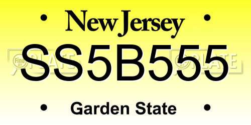 SS5B555 New Jersey License Plate