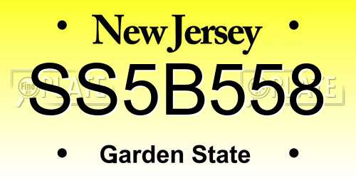 SS5B558 New Jersey License Plate
