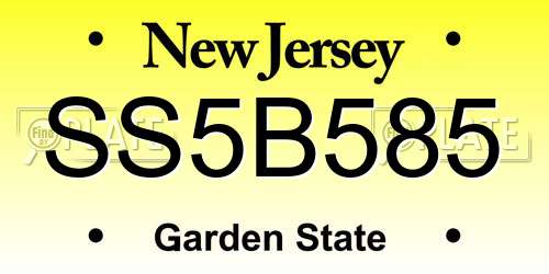 SS5B585 New Jersey License Plate