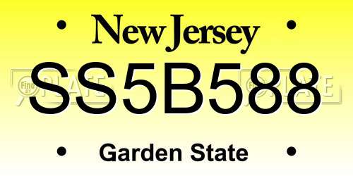 SS5B588 New Jersey License Plate