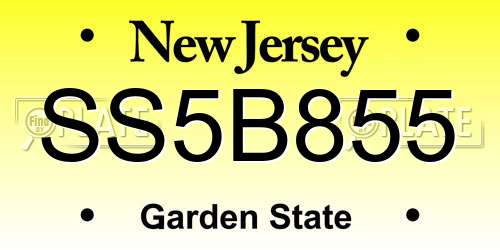 SS5B855 New Jersey License Plate
