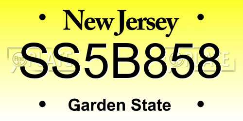SS5B858 New Jersey License Plate