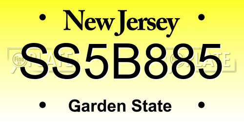 SS5B885 New Jersey License Plate