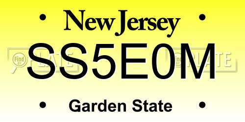 SS5E0M New Jersey License Plate
