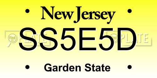 SS5E5D New Jersey License Plate