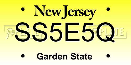 SS5E5Q New Jersey License Plate