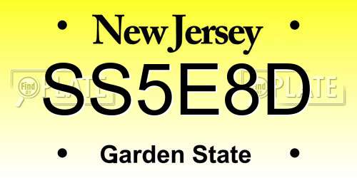 SS5E8D New Jersey License Plate