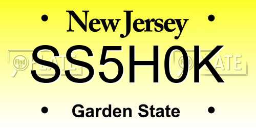 SS5H0K New Jersey License Plate