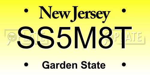 SS5M8T New Jersey License Plate
