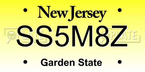 SS5M8Z New Jersey License Plate