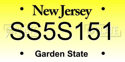 SS5S151 New Jersey License Plate