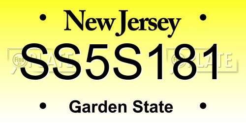 SS5S181 New Jersey License Plate