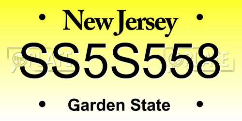 SS5S558 New Jersey License Plate