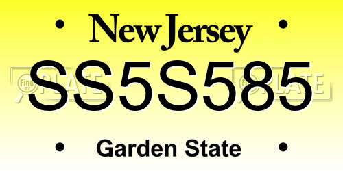 SS5S585 New Jersey License Plate