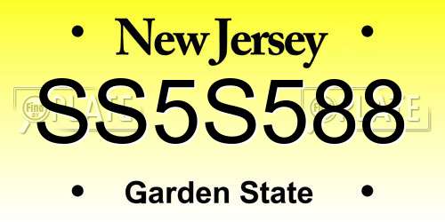 SS5S588 New Jersey License Plate