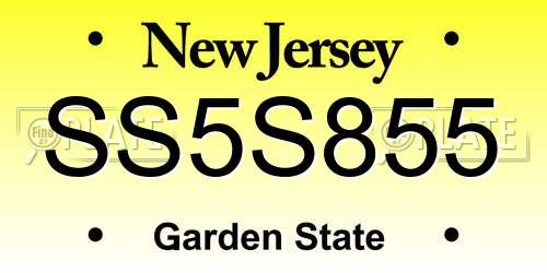 SS5S855 New Jersey License Plate