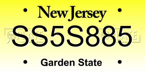 SS5S885 New Jersey License Plate