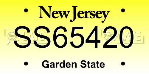SS65420 New Jersey License Plate