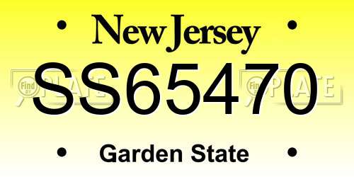 SS65470 New Jersey License Plate