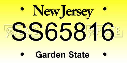 SS65816 New Jersey License Plate
